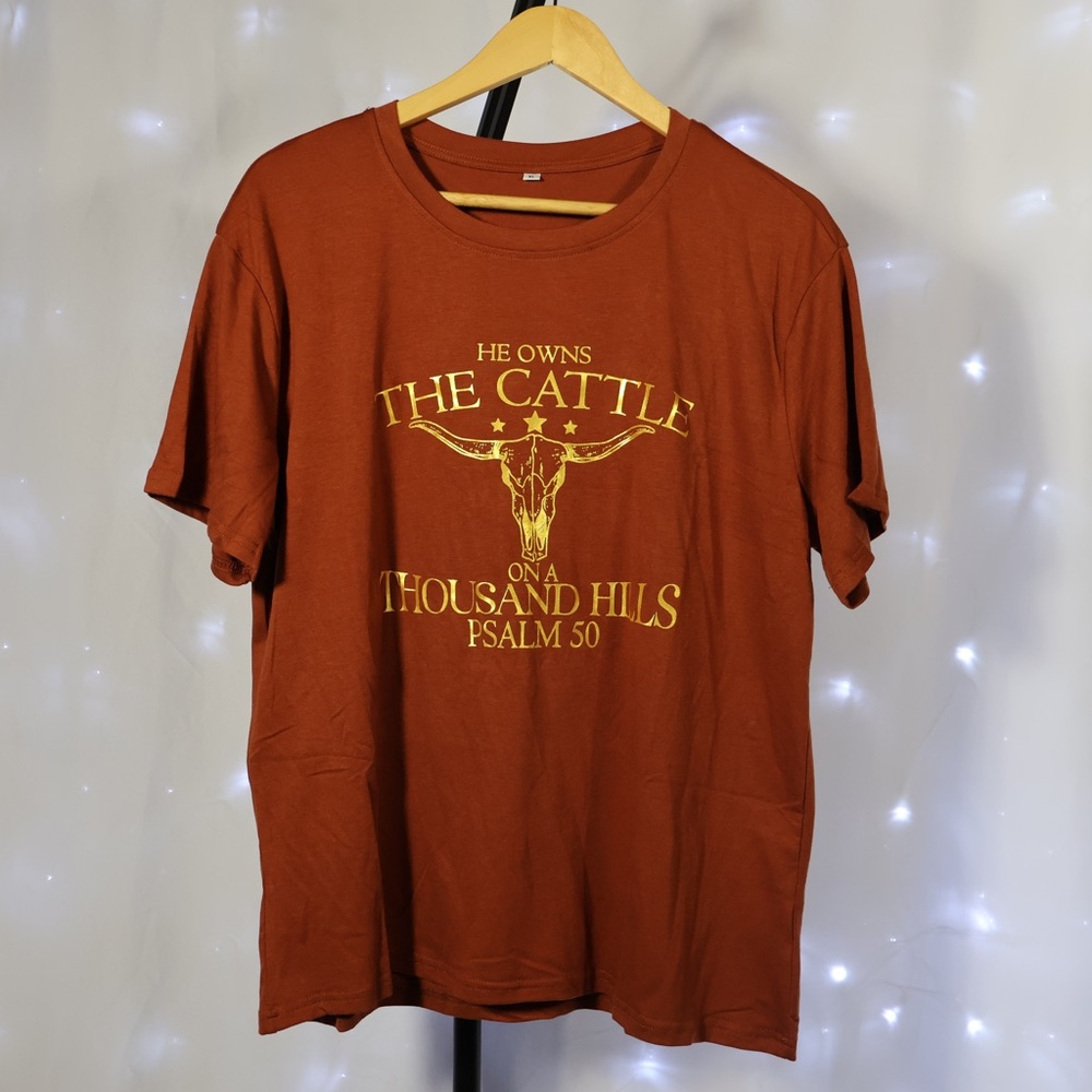 Rust Graphic T-Shirt with Gold Print